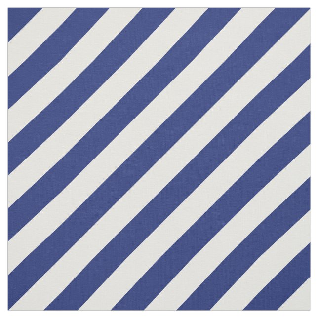Navy Blue and White Diagonal Stripes Pattern Fabric (Swatch)