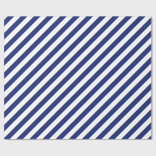 Navy Blue and White Diagonal Stripes Pattern Wrapping Paper