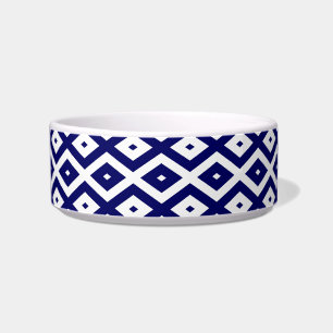 Navy blue and white diamond pattern bowl