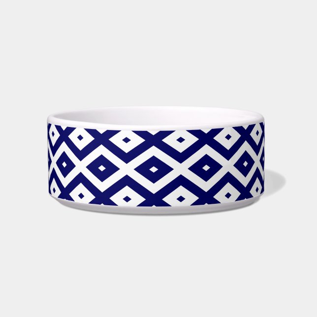 Navy blue and white diamond pattern bowl (Front)