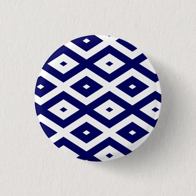 Navy blue and white diamond pattern button (Front)
