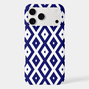 Navy blue and white diamond pattern iPhone 17 pro max case