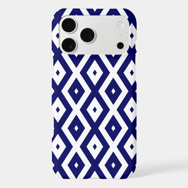 Navy blue and white diamond pattern Case-Mate iPhone case (Back)