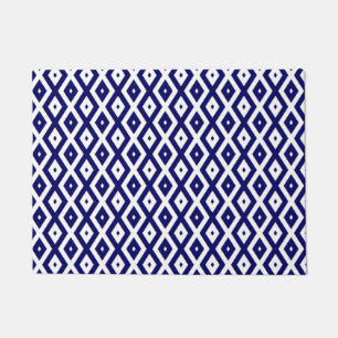 Navy blue and white diamond pattern doormat