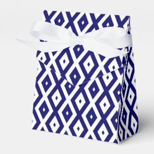Navy blue and white diamond pattern favor boxes