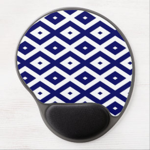 Navy blue and white diamond pattern gel mouse pad