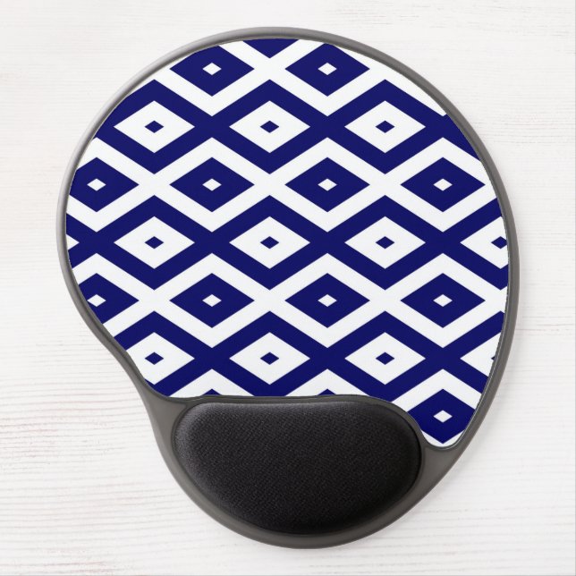 Navy blue and white diamond pattern gel mouse pad (Front)