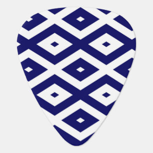 Navy blue and white diamond pattern guitar pick