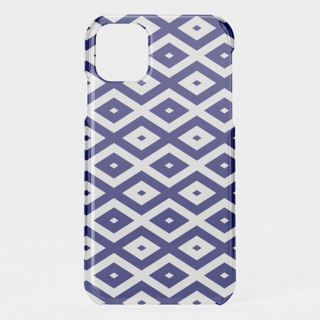 Navy blue and white diamond pattern uncommon iPhone case (Back)