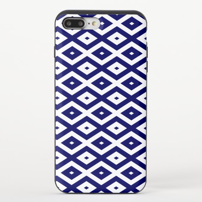 Navy blue and white diamond pattern uncommon iPhone case (Back)