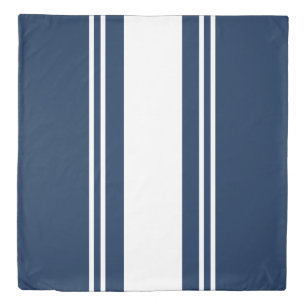 Navy Blue and White Duvet Cover