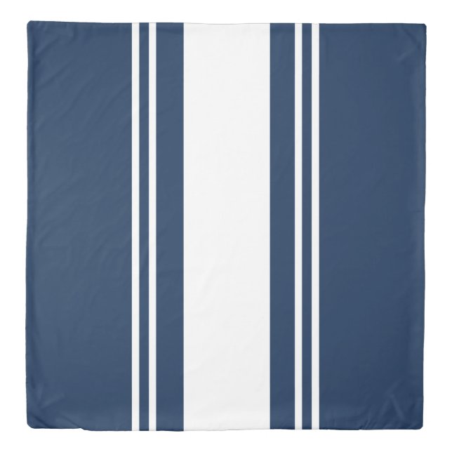 Navy Blue and White Duvet Cover (Front)
