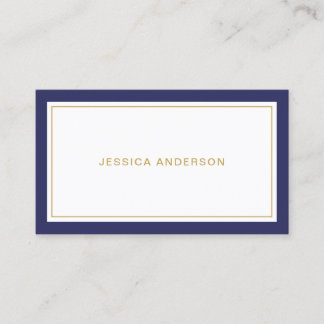 Navy Blue And White Elegant Modern Business Card