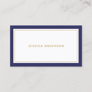 Navy Blue And White Elegant Modern Business Card