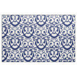 Navy Blue and White Elegant Pattern Fabric