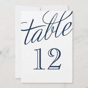Navy Blue and White Elegant Script Table Numbers