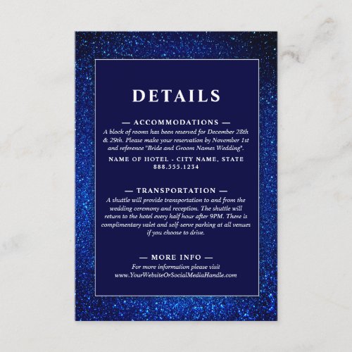 Navy Blue and White Elegant Simple Modern Wedding Enclosure Card
