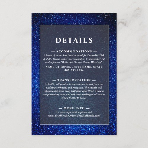 Navy Blue and White Elegant Simple Modern Wedding Enclosure Card