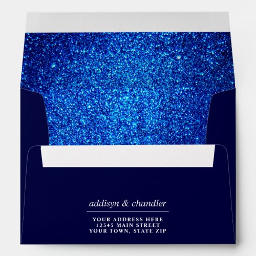 Navy Blue and White Elegant Simple Modern Wedding Envelope