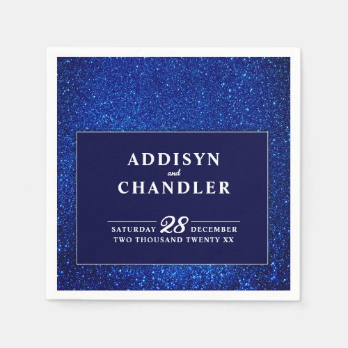 Navy Blue and White Elegant Simple Modern Wedding  Napkins