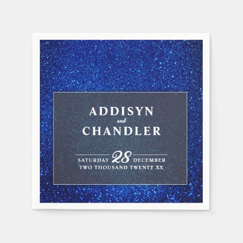 Navy Blue and White Elegant Simple Modern Wedding  Napkins