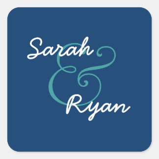 Navy Blue and White Envelope Seal Wedding