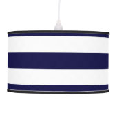Navy Blue and White Extra Large Stripe Pattern Hanging Lamp (Front)
