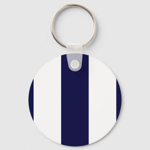 Navy Blue and White Extra Large Stripe Pattern Keychain