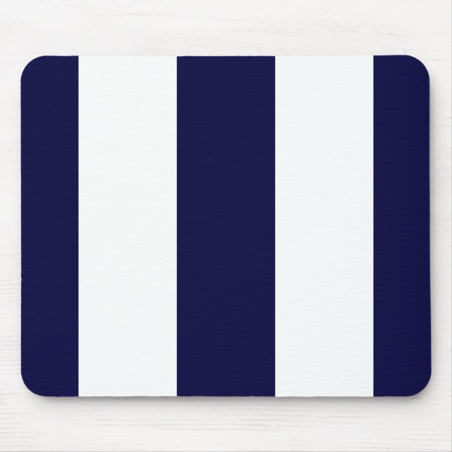 Navy Blue and White Extra Large Stripe Pattern Mouse Pad (Front)