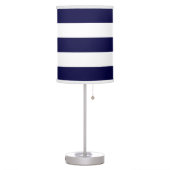 Navy Blue and White Extra Large Stripe Pattern Table Lamp (Left)