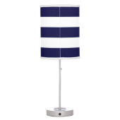 Navy Blue and White Extra Large Stripe Pattern Table Lamp (Back)