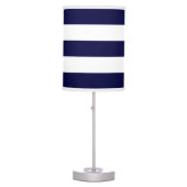 Navy Blue and White Extra Large Stripe Pattern Table Lamp (Front)