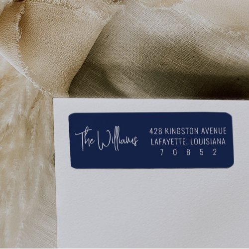 Navy Blue and White Fun Modern Return Address Label