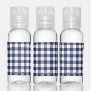 Navy Blue and White Gingham Hand Sanitizer