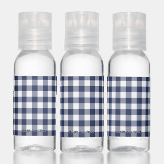 Navy Blue and White Gingham Hand Sanitizer