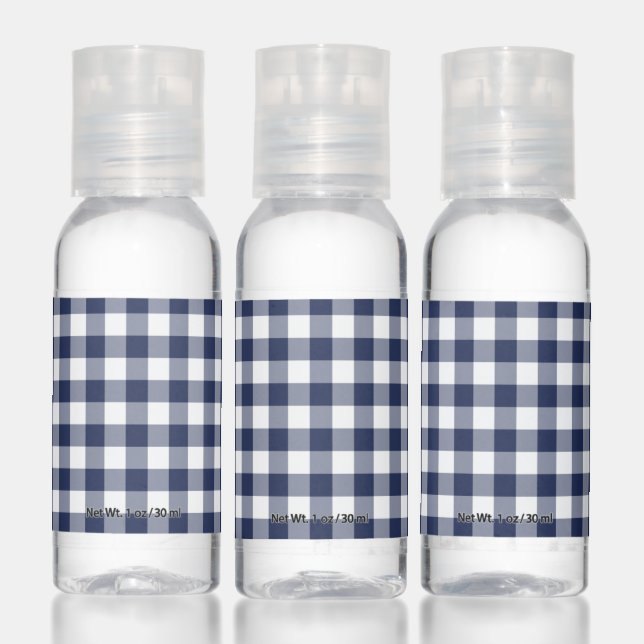 Navy Blue and White Gingham Hand Sanitizer (Set)