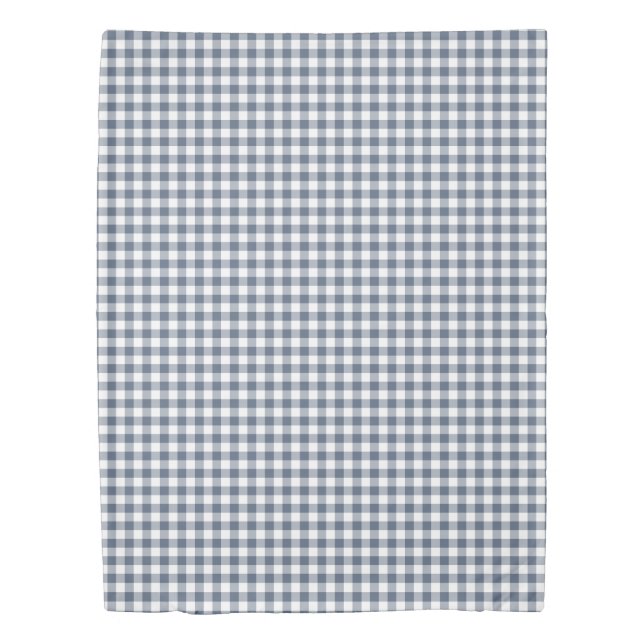Navy Blue and White Gingham Pattern Duvet Cover (Front)