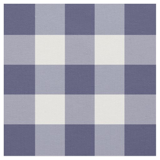 Navy Blue and White Gingham Pattern Fabric