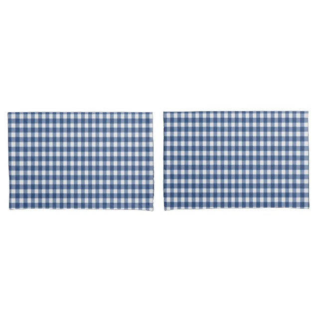 Navy Blue and White Gingham Pattern Pillow Case (Front-Set)
