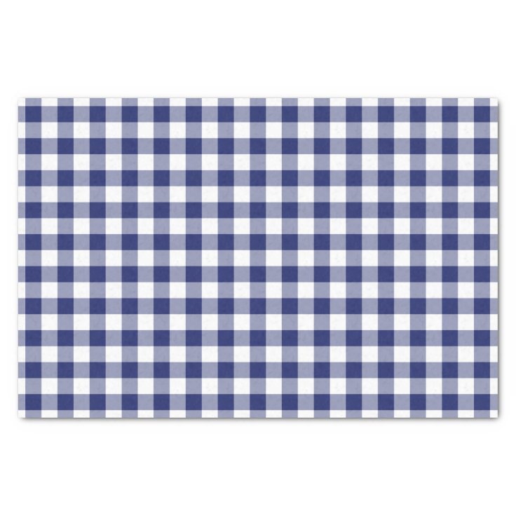 Navy Blue and White Gingham Pattern Tissue Paper | Zazzle