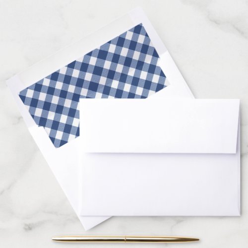 Navy Blue and White Gingham Plaid Pattern Envelope Liner