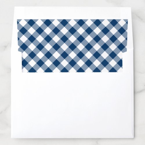 Navy Blue and White Gingham Plaid Pattern Envelope Liner