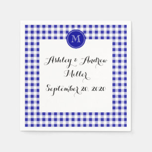 Navy Blue and White Gingham, Your Monogram Napkins
