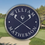 Navy Blue And White Golf Clubs Custom Name Golf Ball Marker<br><div class="desc">Personalize the name to create a classic and stylish golf gift. Ideal for individuals,  golf clubs and as a company gift.
Designed by Thisisnotme©</div>