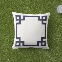 Navy Blue and White Greek Key Border
