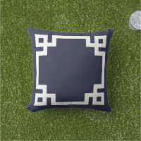 Navy Blue and White Greek Key Border