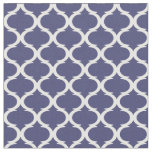 Navy Blue and White Hamptons Quatrefoil Trellis Fabric