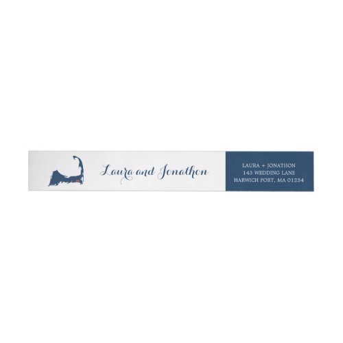 Navy Blue and White Harwich Port Cape Cod Wedding Wrap Around Label