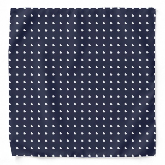 Navy Blue and White Heart Pattern Bandana (Front)