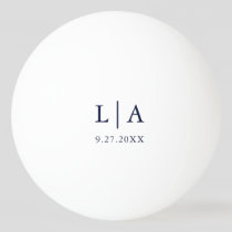 Navy Blue and White Initials Wedding Personalized Ping Pong Ball